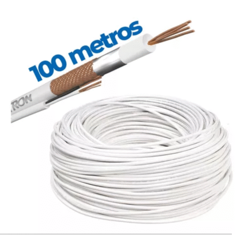 CABO COAXIAL RF 2X26AWG BRANCO C/100M