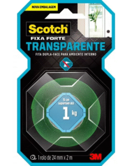 FITA DUPLA FACE FIXA FORTE TRANSPARENTE – 24MM X 2M
