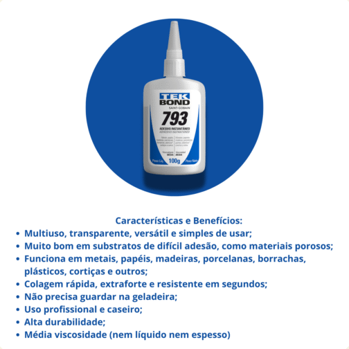 ADESIVO INSTANT 793 100G BICO ANTIENTUP