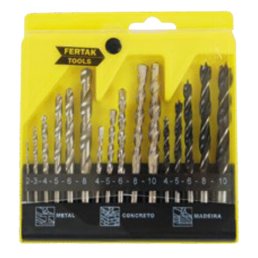 JOGO DE BROCAS MAD/CONC/METAL C/16 PCS