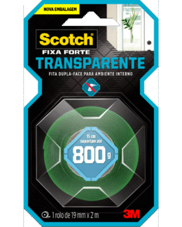 FITA DUPLA FACE FIXA FORTE TRANSPARENTE – 19MM X 2M