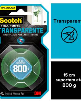FITA DUPLA FACE FIXA FORTE TRANSPARENTE – 19MM X 2M