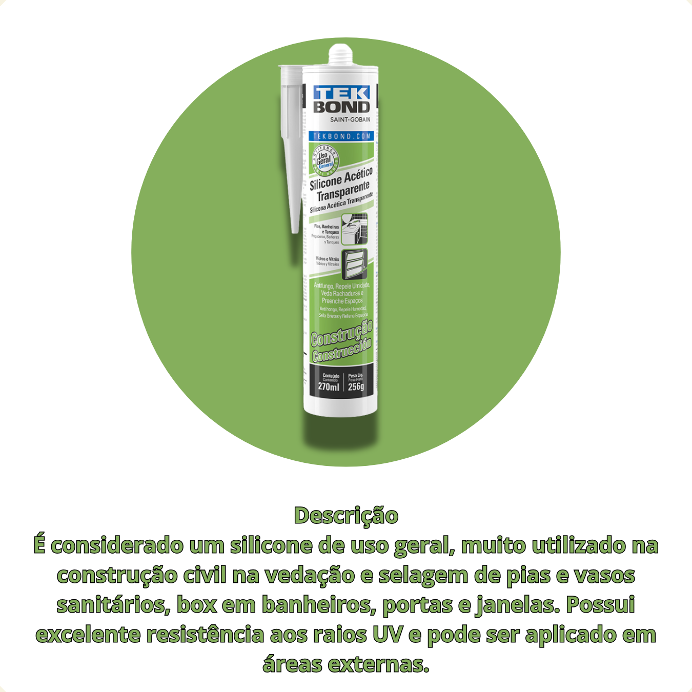 SILICONE ACETICO CONS TRANSPARENTE 256G