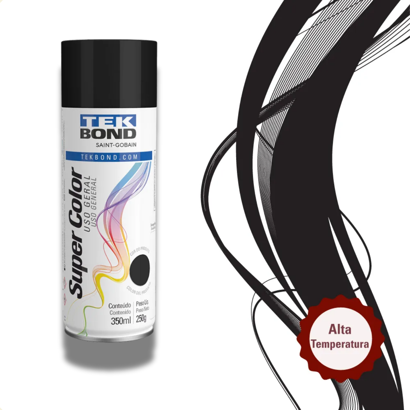 TINTA SPRAY ALTA TEMP PRETO 350ML